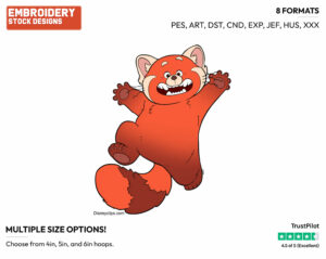 Mei Lee As A Panda Cheering - Disney's Turning Red - Embroidery Design in 3 sizes & 8 formats