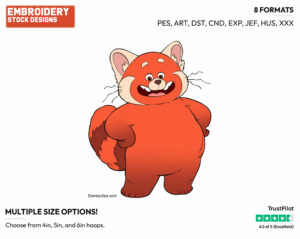 Mei Lee As A Panda Standing With Her Arms Crossed - Disney's Turning Red - Embroidery Design in 3 sizes & 8 formats