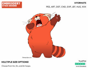 Mei Lee As A Panda Yawning - Disney's Turning Red - Embroidery Design in 3 sizes & 8 formats