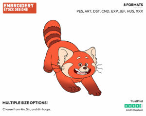 Mei Lee As A Panda Running - Disney's Turning Red - Embroidery Design in 3 sizes & 8 formats