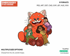Mei Lee And Her Friends Priya, Miriam And Abby - Disney's Turning Red - Embroidery Design in 3 sizes & 8 formats