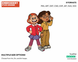 Mei Lee And Priya - Disney's Turning Red - Embroidery Design in 3 sizes & 8 formats