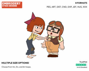 Young Elli, Carl - Disney's Up - Embroidery Design in 3 sizes & 8 formats