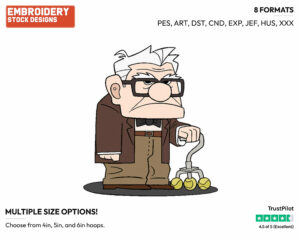 Carl - Disney's Up - Embroidery Design in 3 sizes & 8 formats