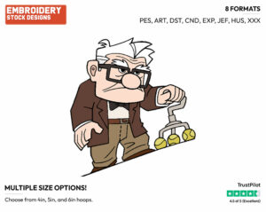 Carl - Disney's Up - Embroidery Design in 3 sizes & 8 formats