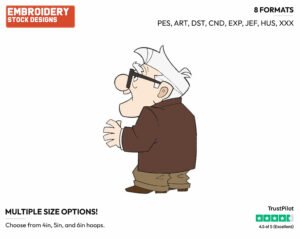 Carl - Disney's Up - Embroidery Design in 3 sizes & 8 formats