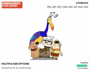Carl, Kevin, Dug, Russell - Disney's Up - Embroidery Design in 3 sizes & 8 formats