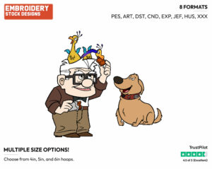 Carl, Dug - Disney's Up - Embroidery Design in 3 sizes & 8 formats