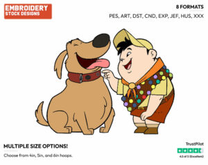 Dug, Russell - Disney's Up - Embroidery Design in 3 sizes & 8 formats