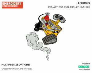 Wall-E Holding A Fire Extinguisher - Disney's WALL-E - Embroidery Design in 3 sizes & 8 formats