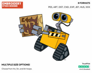 Wall-E - Disney's WALL-E - Embroidery Design in 3 sizes & 8 formats