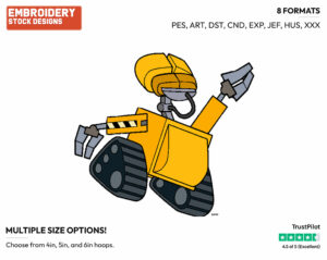 Wall-E - Disney's WALL-E - Embroidery Design in 3 sizes & 8 formats