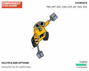 Wall-E - Disney's WALL-E - Embroidery Design in 3 sizes & 8 formats