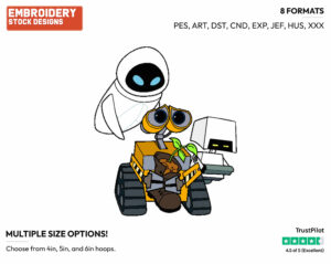 Wall-E, Eve, M-O - Disney's WALL-E - Embroidery Design in 3 sizes & 8 formats