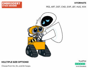 Wall-E, Eve - Disney's WALL-E - Embroidery Design in 3 sizes & 8 formats