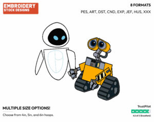 Wall-E, Eve Holding Hands - Disney's WALL-E - Embroidery Design in 3 sizes & 8 formats