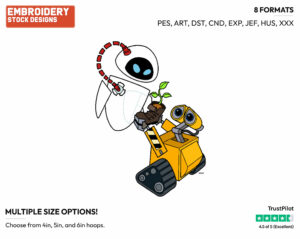 Wall-E, Eve - Disney's WALL-E - Embroidery Design in 3 sizes & 8 formats