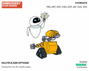 Wall-E, Eve Light Bulb - Disney's WALL-E - Embroidery Design in 3 sizes & 8 formats