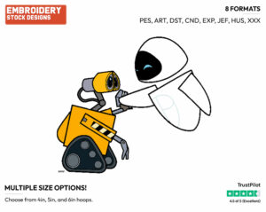 Wall-E, Eve - Disney's WALL-E - Embroidery Design in 3 sizes & 8 formats