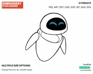 Eve Laughing - Disney's WALL-E - Embroidery Design in 3 sizes & 8 formats