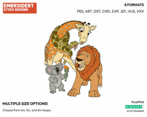 Bridget, Larry, Samson, Nigel - Disney's The Wild - Embroidery Design in 3 sizes & 8 formats