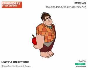 Ralph Holding A Cherry Behind His Back - Disney's Wreck-It Ralph - Embroidery Design in 3 sizes & 8 formats