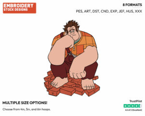 Depressed Wreck-It Ralph - Disney's Wreck-It Ralph - Embroidery Design in 3 sizes & 8 formats