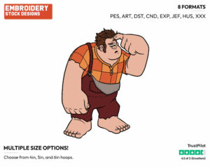 Confused Wreck-It Ralph - Disney's Wreck-It Ralph - Embroidery Design in 3 sizes & 8 formats