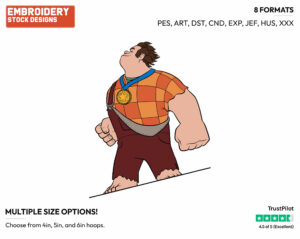 Ralph Wearing Medal - Disney's Wreck-It Ralph - Embroidery Design in 3 sizes & 8 formats