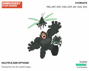 Ralph In Heroe's Duty Running From Cybugs - Disney's Wreck-It Ralph - Embroidery Design in 3 sizes & 8 formats