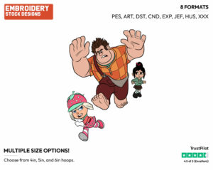 Vanellope, Wreck-It Ralph, Taffyta - Disney's Wreck-It Ralph - Embroidery Design in 3 sizes & 8 formats