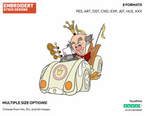 King Candy In Racing Kart - Disney's Wreck-It Ralph - Embroidery Design in 3 sizes & 8 formats