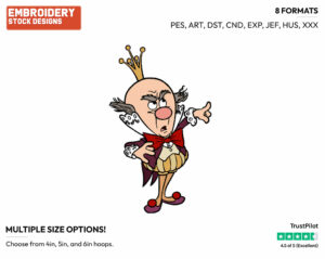 King Candy - Disney's Wreck-It Ralph - Embroidery Design in 3 sizes & 8 formats