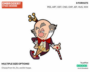 King Candy - Disney's Wreck-It Ralph - Embroidery Design in 3 sizes & 8 formats
