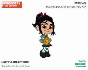 Vanellope - Disney's Wreck-It Ralph - Embroidery Design in 3 sizes & 8 formats