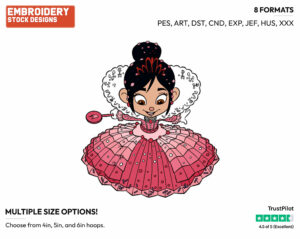 Princess Vanellope - Disney's Wreck-It Ralph - Embroidery Design in 3 sizes & 8 formats