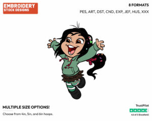 Vanellope Cheering - Disney's Wreck-It Ralph - Embroidery Design in 3 sizes & 8 formats
