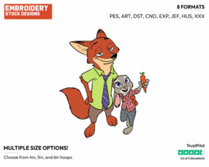 Judy, Nick - Disney's Zootopia - Embroidery Design in 3 sizes & 8 formats