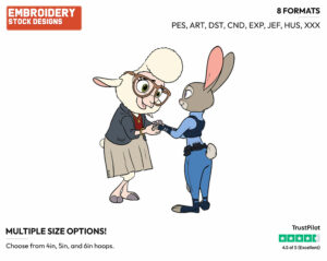 Judy Hopps, Bellwether - Disney's Zootopia - Embroidery Design in 3 sizes & 8 formats