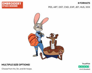 Judy Hopps, Duke Weaselton - Disney's Zootopia - Embroidery Design in 3 sizes & 8 formats