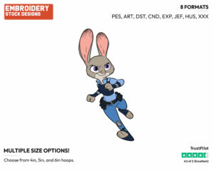 Judy Running - Disney's Zootopia - Embroidery Design in 3 sizes & 8 formats
