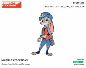 Judy Hopps - Disney's Zootopia - Embroidery Design in 3 sizes & 8 formats