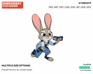 Judy Hopps Holding Wallet - Disney's Zootopia - Embroidery Design in 3 sizes & 8 formats
