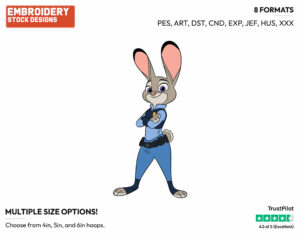 Judy Hopps With Arms Crossed - Disney's Zootopia - Embroidery Design in 3 sizes & 8 formats