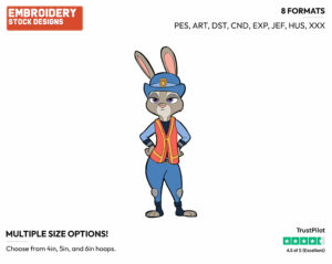 Judy Hopps - Disney's Zootopia - Embroidery Design in 3 sizes & 8 formats