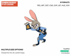Judy Hopps - Disney's Zootopia - Embroidery Design in 3 sizes & 8 formats