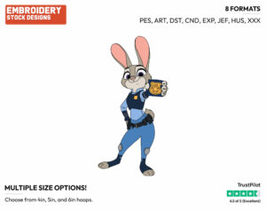 Judy Hopps - Disney's Zootopia - Embroidery Design in 3 sizes & 8 formats