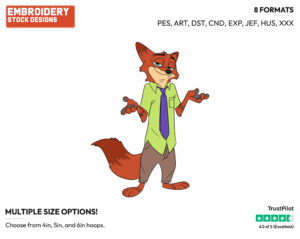 Nick Wilde - Disney's Zootopia - Embroidery Design in 3 sizes & 8 formats