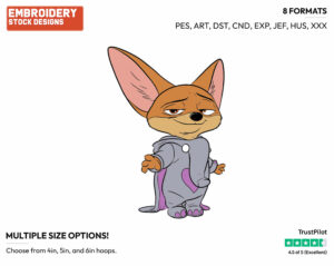 Finnick In Elephant Costume - Disney's Zootopia - Embroidery Design in 3 sizes & 8 formats