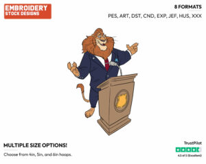 Mayor Lionheart At Podium - Disney's Zootopia - Embroidery Design in 3 sizes & 8 formats